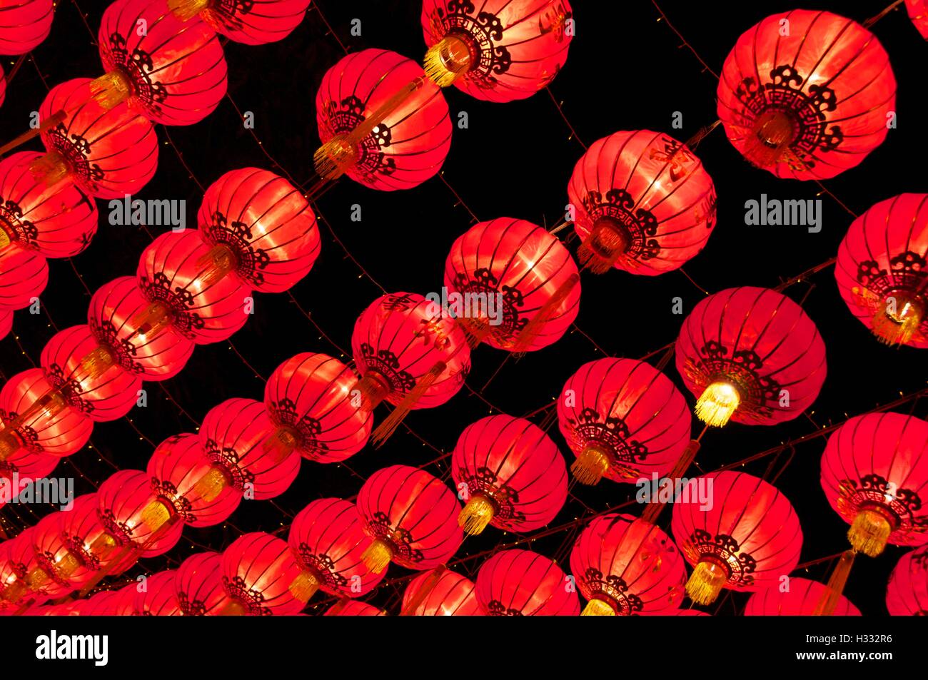 Lanterns hanging as decoration for the Loy Krathong Festival, Chiang Mai, Thailand Stock Photo