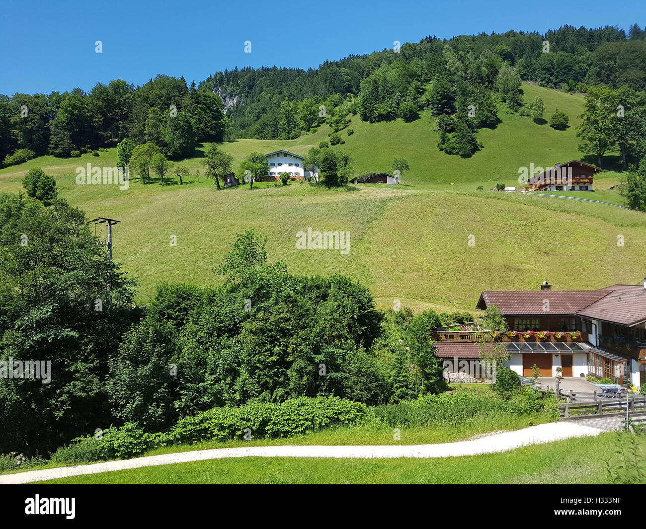 Bergidyll, Maria Gern, Wiesen, Almen, Berge, Stock Photo