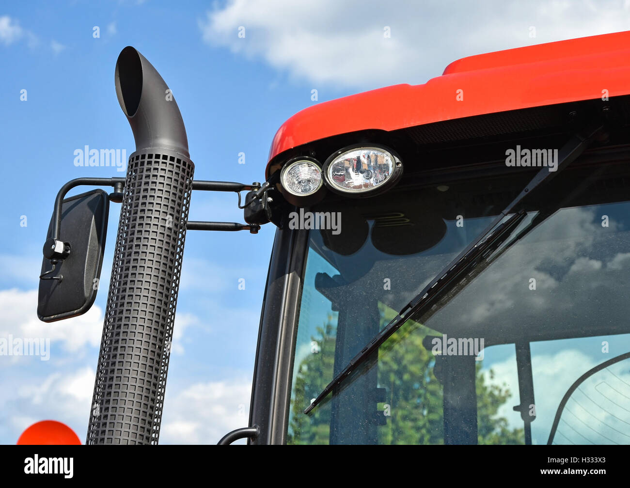 Exhausting pipe and mirror of a tractor Stock Photo Alamy