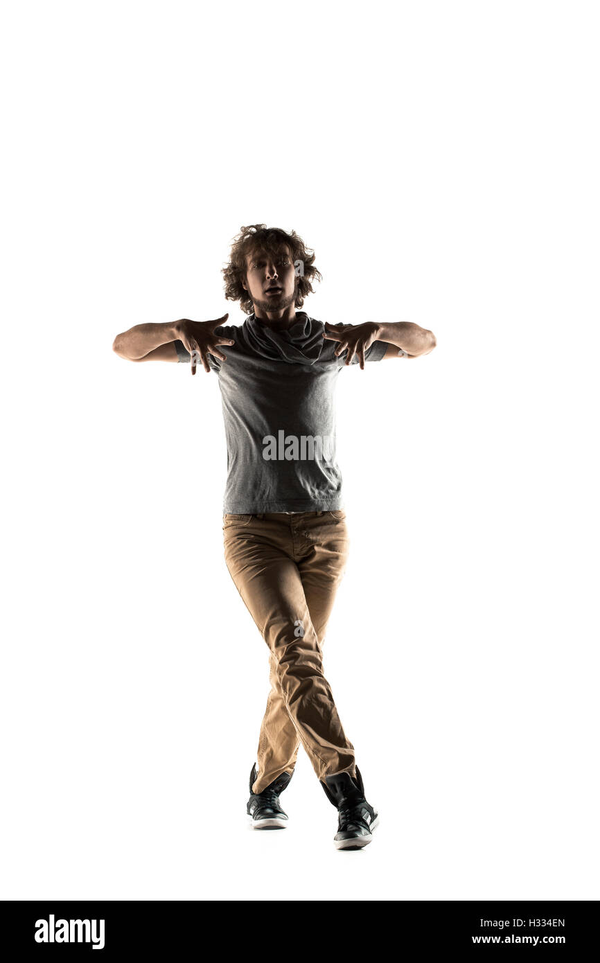 Hip Hop Dancer performing isolated on a white background Stock Photo ...