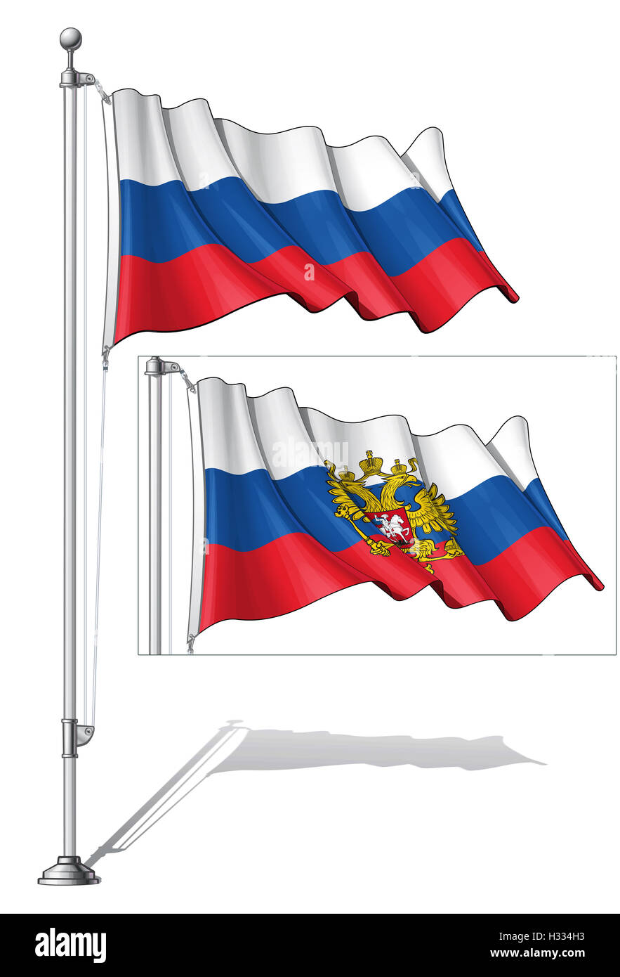 Flag Pole Russia Stock Photo