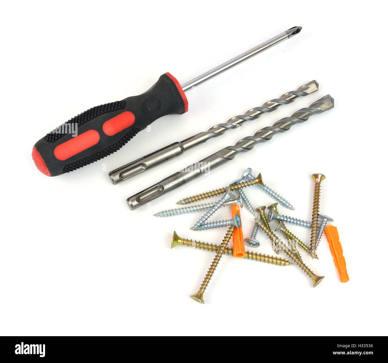 Screwdriver, drill and screws Stock Photo Alamy
