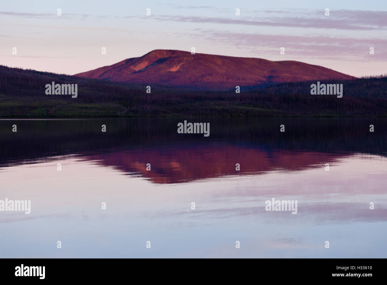 Little Salmon Lake Sunset Yukon Territory Canada Stock Photo Alamy