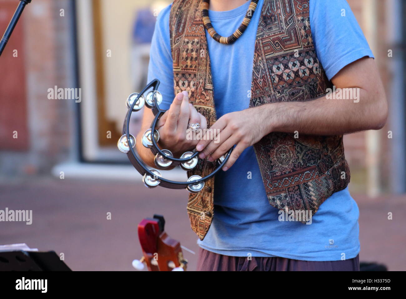 Artists perform in the street. Buskers Festival. Music in the street ...
