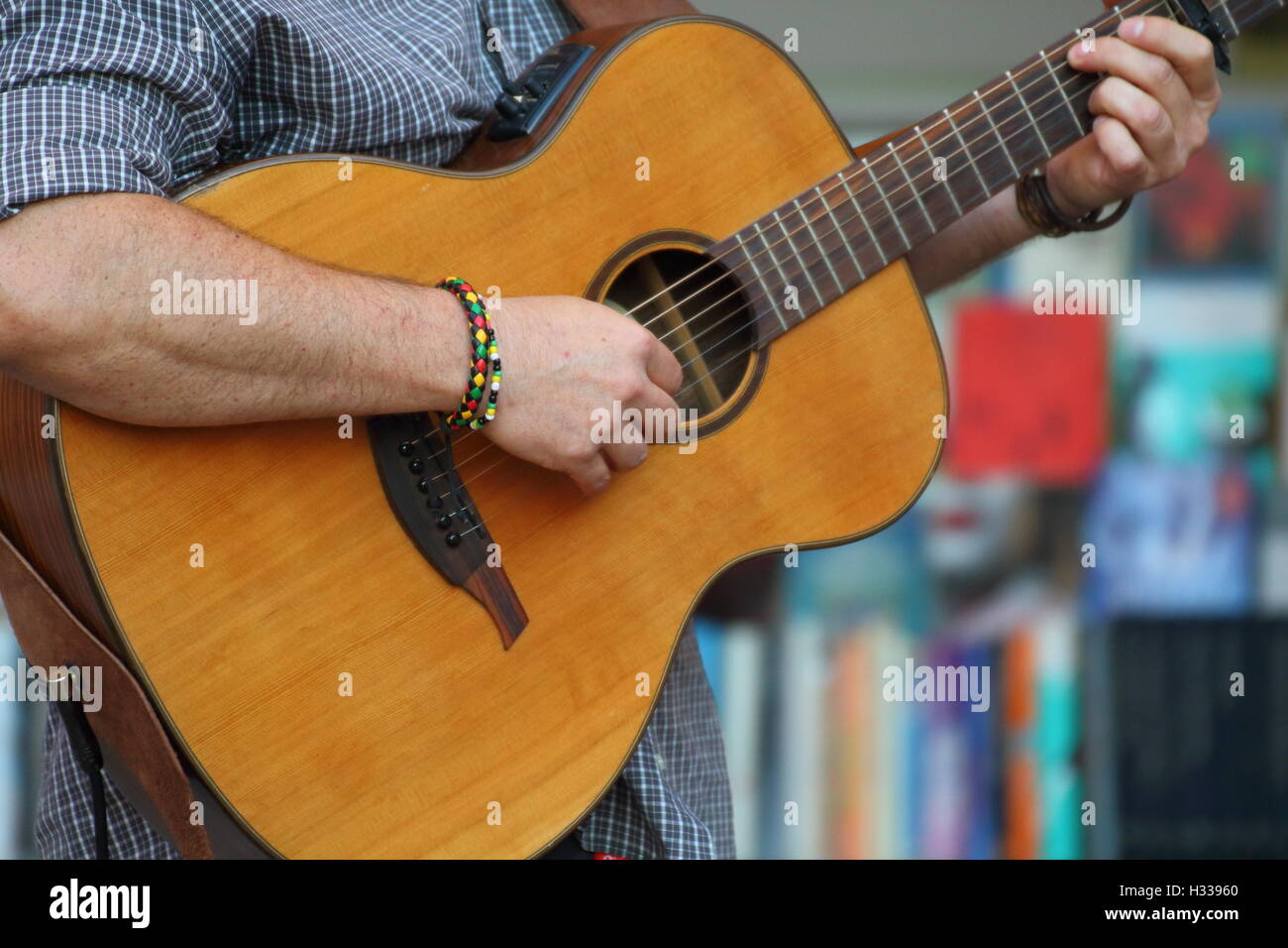Artists perform in the street. Buskers Festival. Music in the street ...