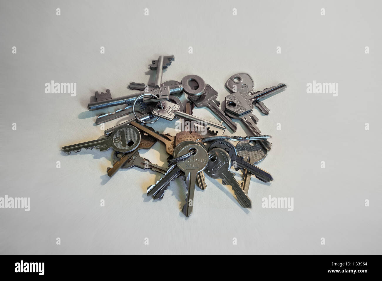 Different keys, white background Stock Photo