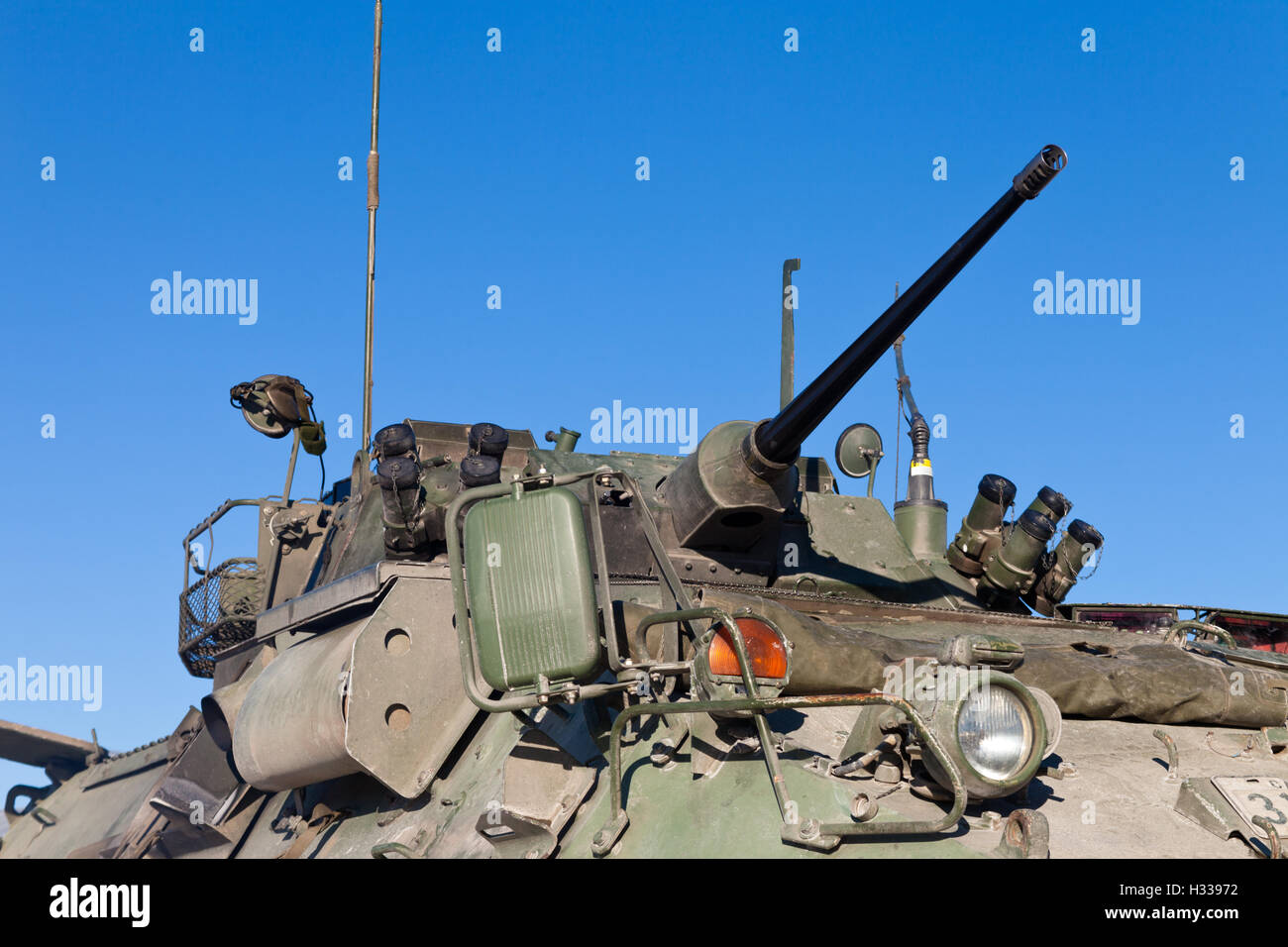 Operational military armored tank turret gun Stock Photo
