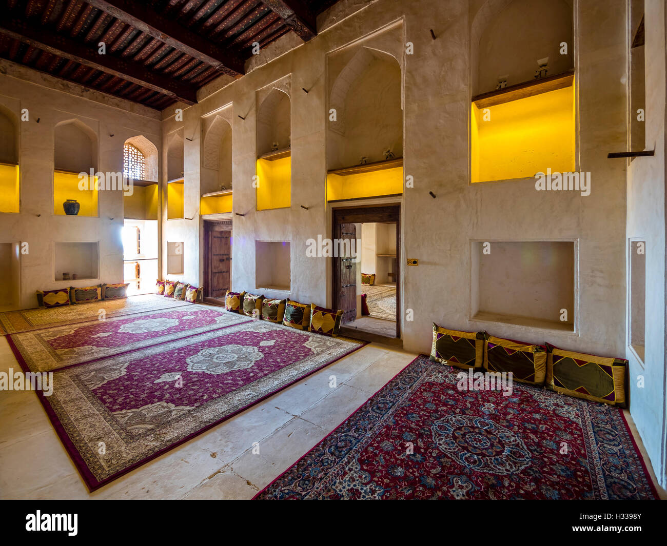 Rugs in Jabrin Castle, Jabreen, Bahlat, Ad Dakhiliyah, Oman Stock Photo