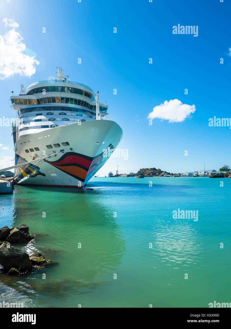Cruise ship AIDA DIVA at the Port of Antigua, West Indies, Antigua, Antigua and Barbuda Stock Photo