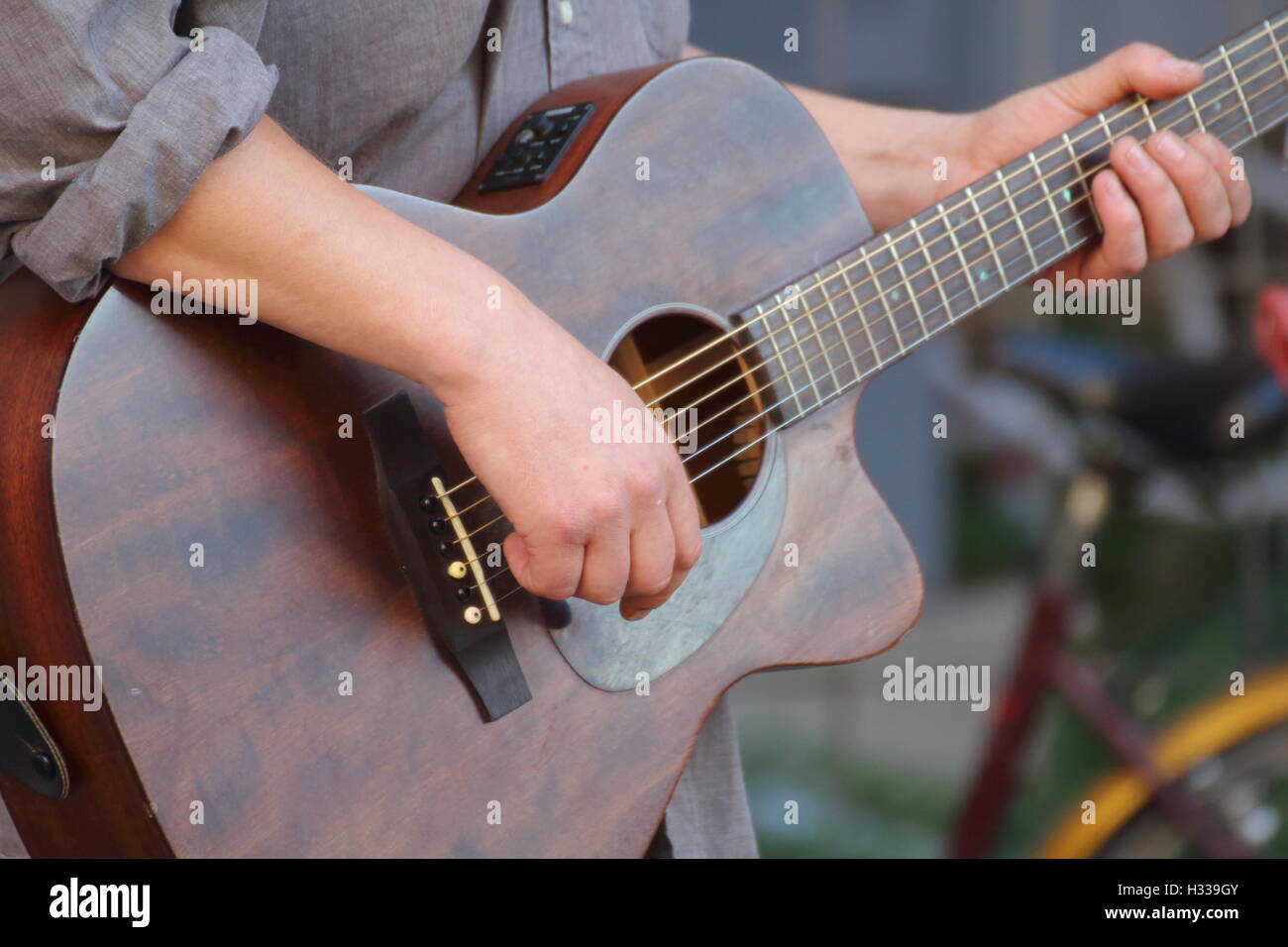 Artists perform in the street. Buskers Festival. Music in the street ...