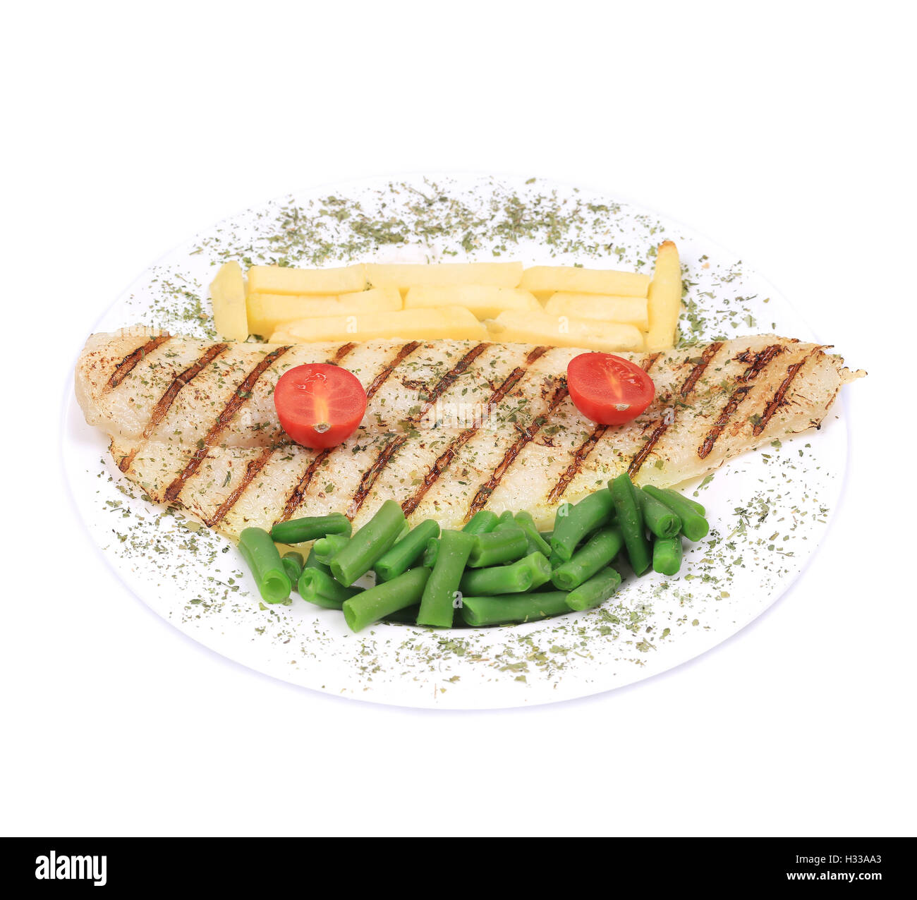 Pangasius fillet grilled with vegetables Stock Photo Alamy