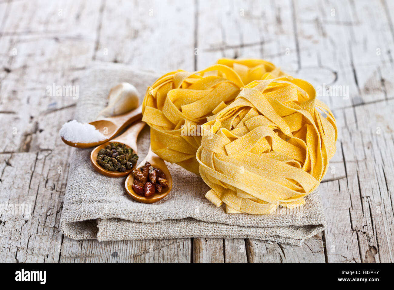 raw egg pasta and spices Stock Photo Alamy