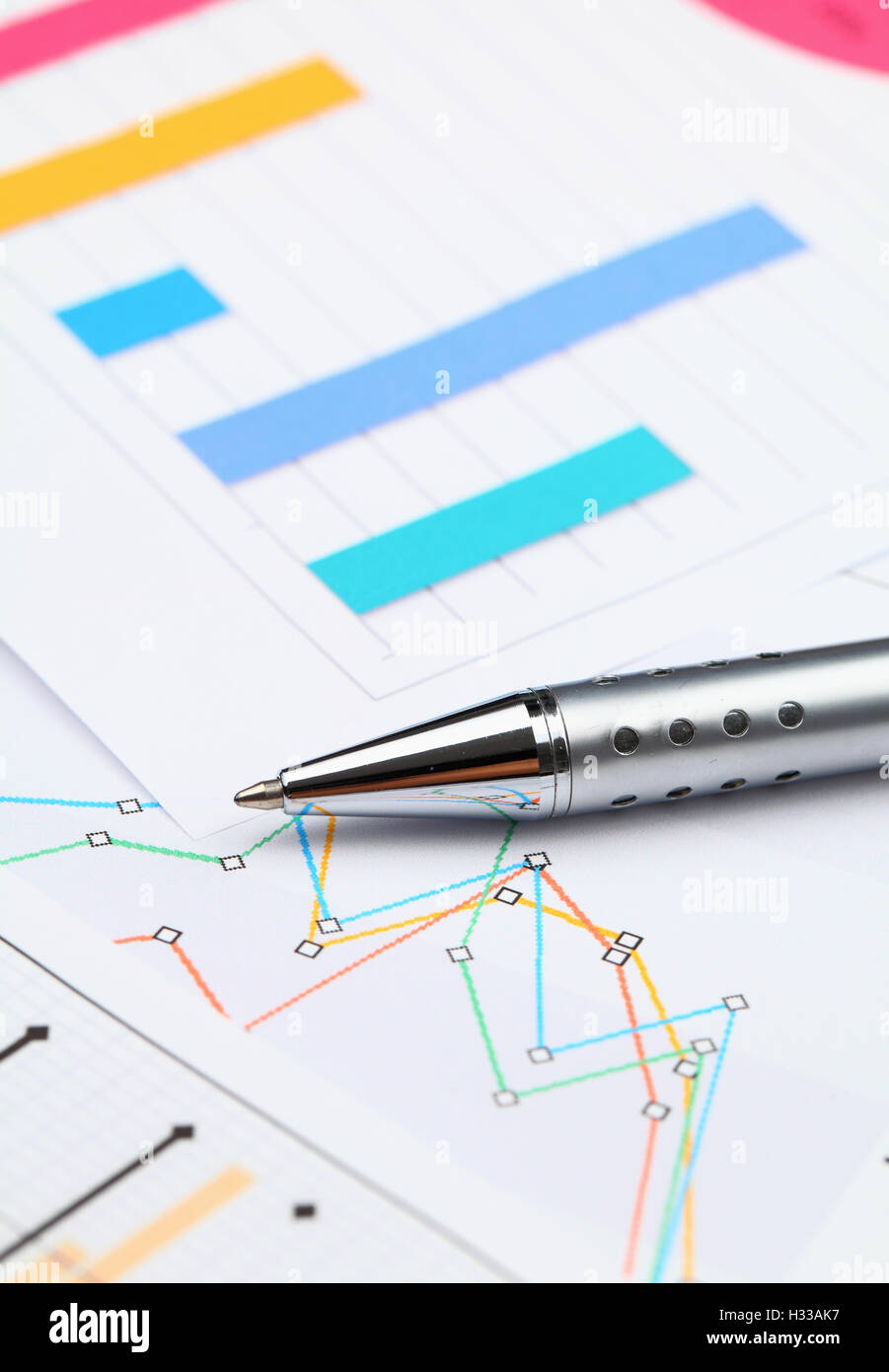 Graphical chart and pen Stock Photo Alamy