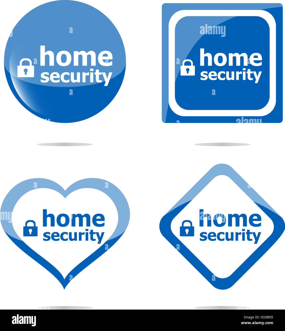 home security with lock on stickers set Stock Photo Alamy