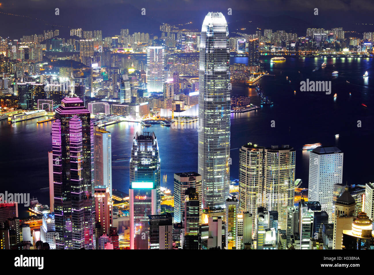 Hong Kong downtown at night Stock Photo - Alamy