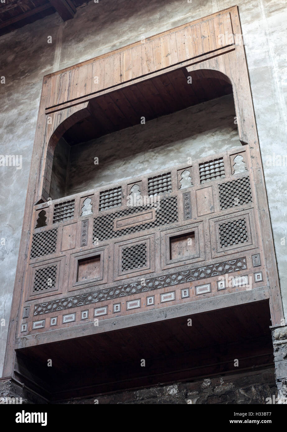 Aghani wooden balcony, Cairo, Egypt, mosque of Khushqadam al-Ahmadi 1376 -