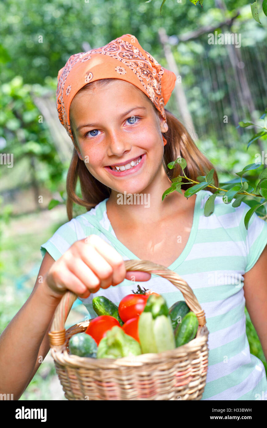 Girl with vegetables Stock Photo