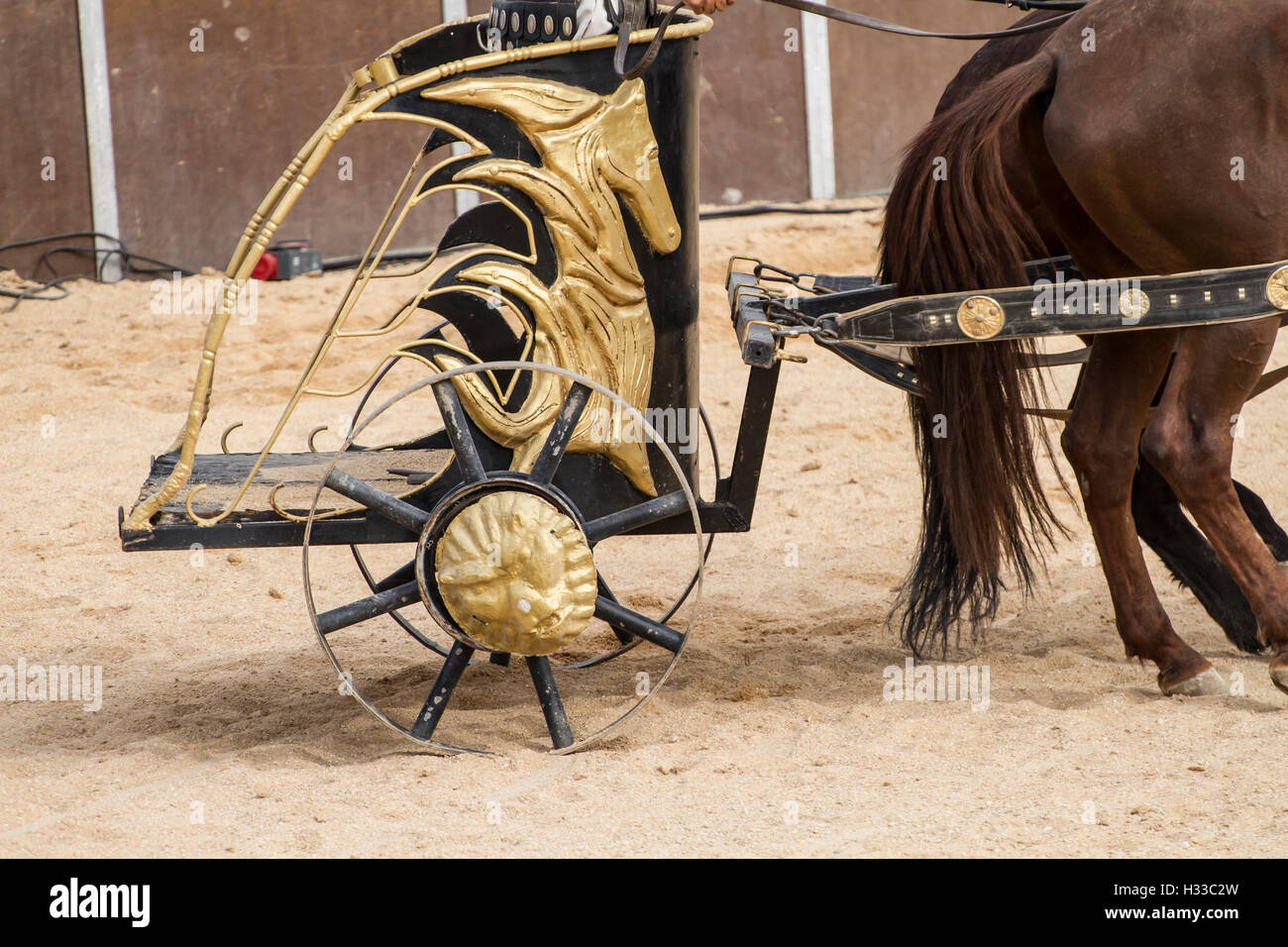 Show, Roman chariot in a fight of gladiators, bloody circus Stock Photo