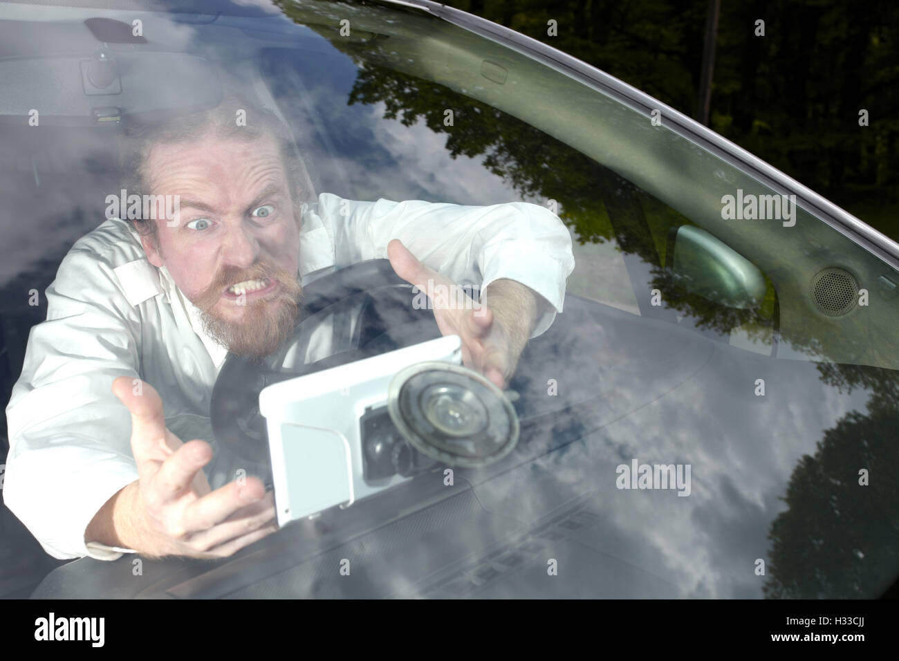 Driver furious on GPS navigation a wrong way Stock Photo Alamy