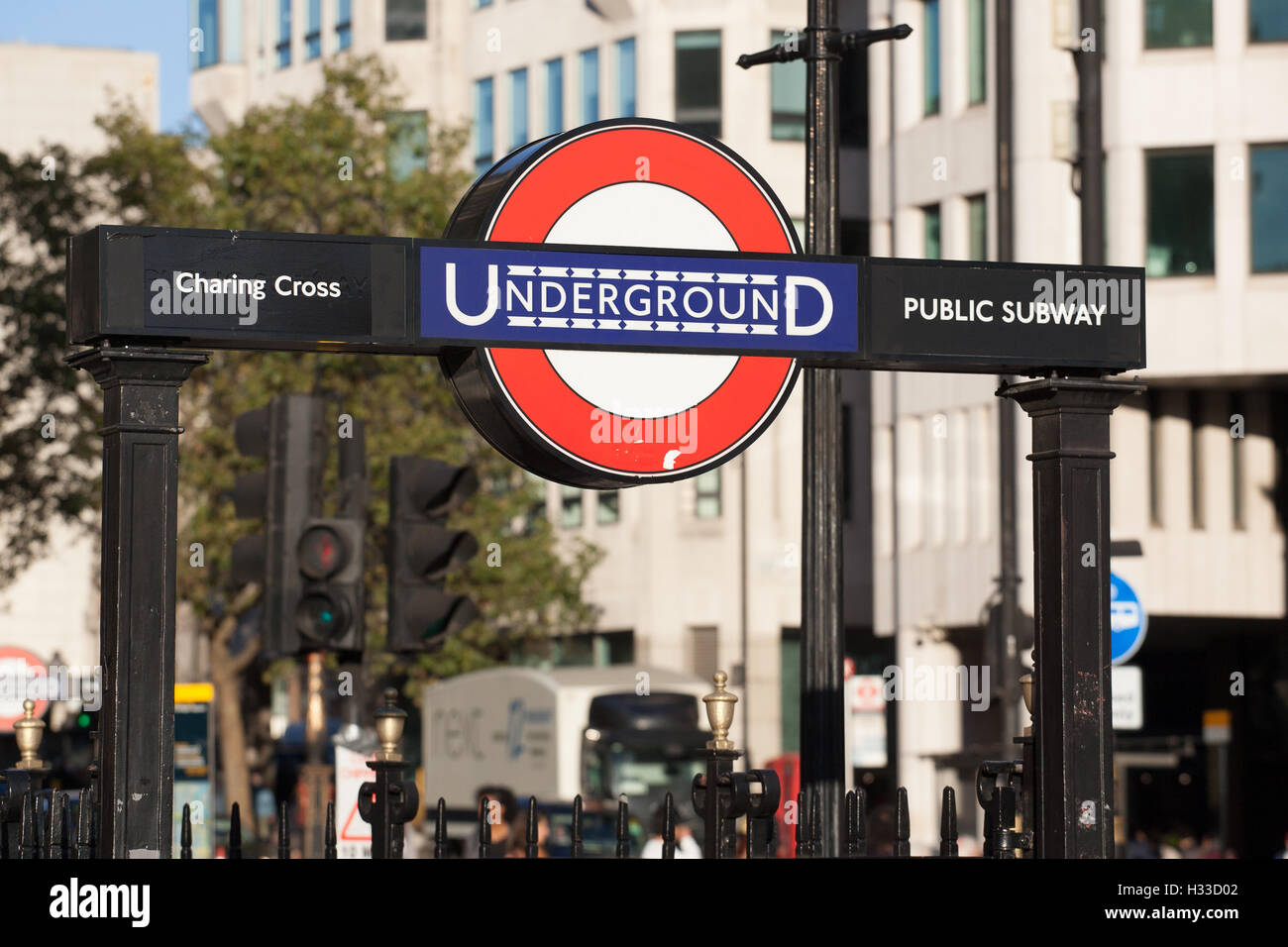 Charing Cross tube station exit subway sign Stock Photo Alamy