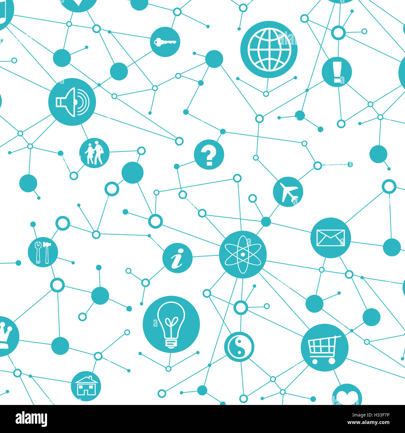 Social network. In lattice sites are various icons Stock Photo Alamy