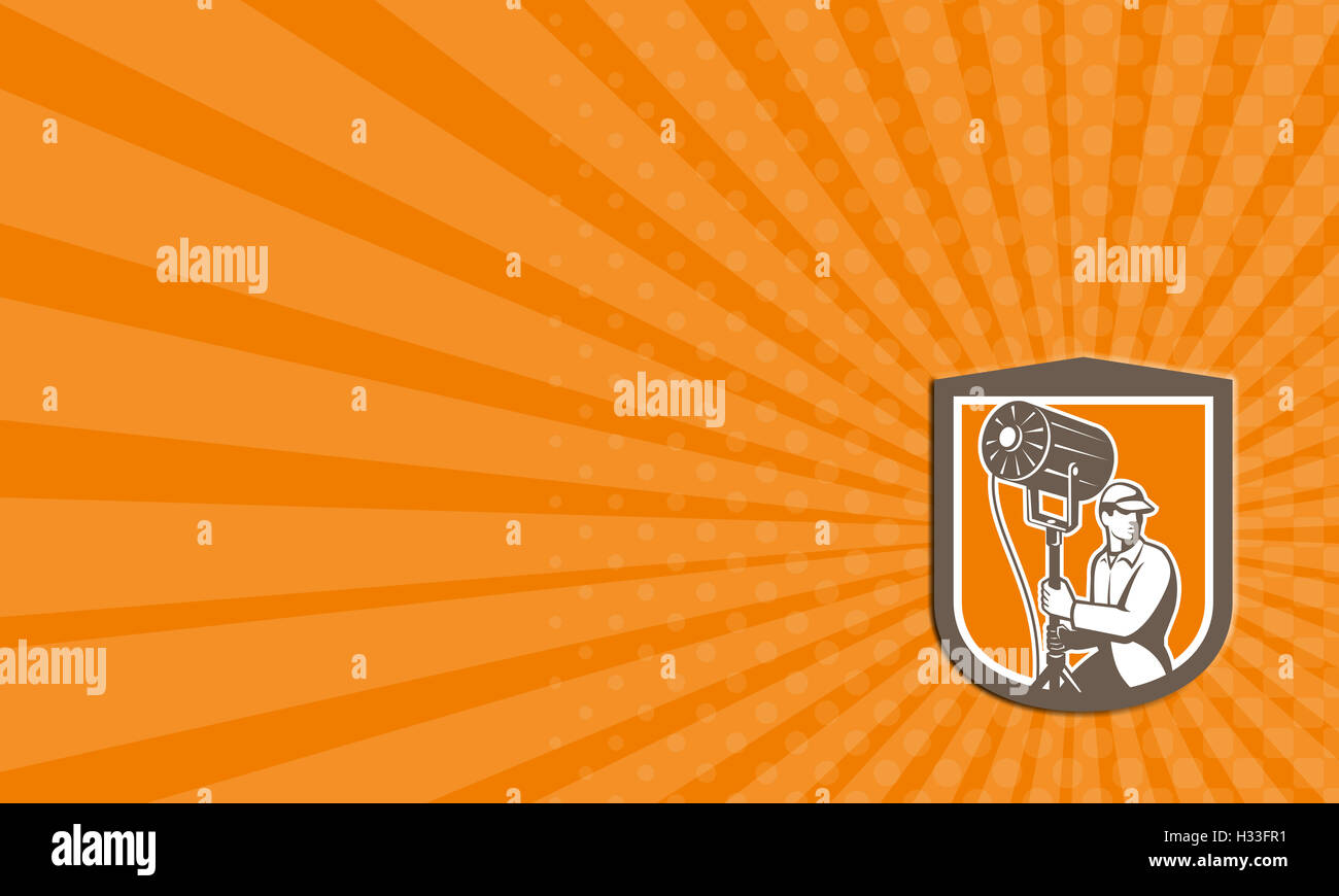 Electrical Lighting Technician With Spotlight Shield Business card