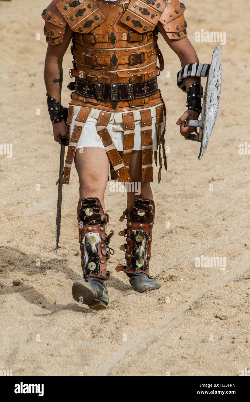 gladiator fighting in the arena of Roman circus Stock Photo