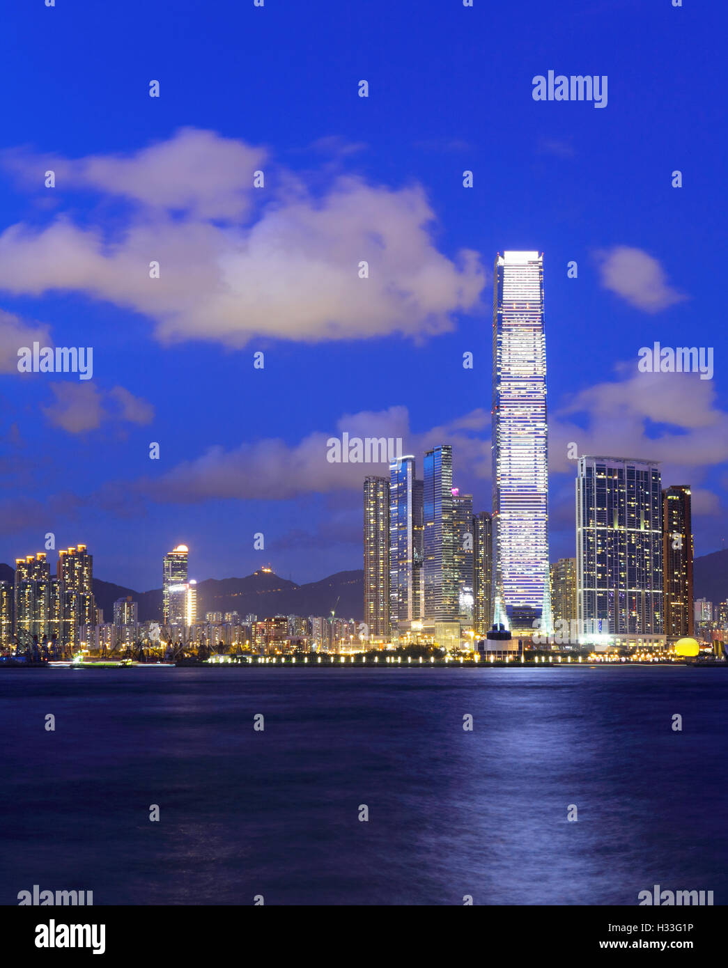 Kowloon side in hong Kong at night Stock Photo - Alamy