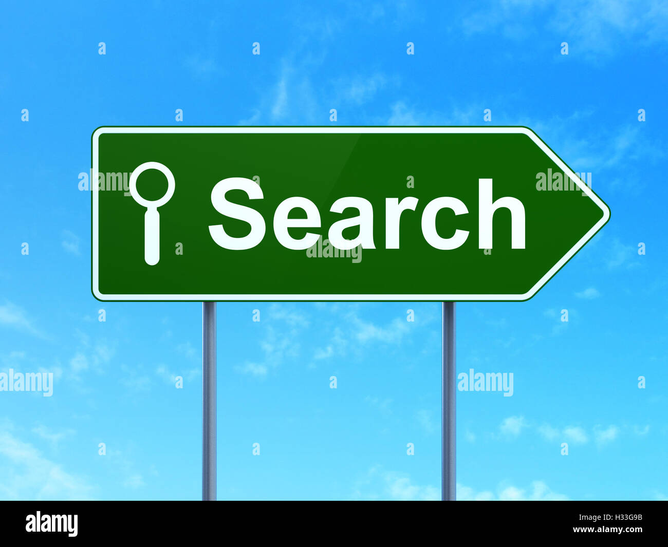 Web development concept: Search and Search on road sign background ...