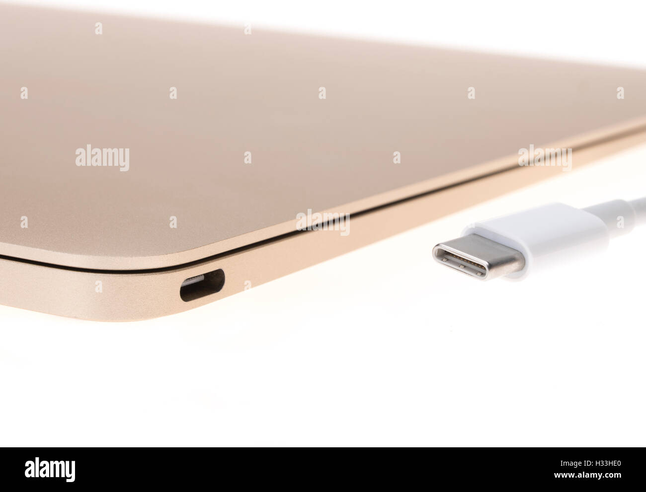 Apple Macbook Retina 12' computer 2015 with USB-C connector Stock Photo