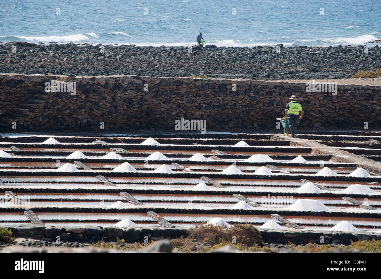 Fuerteventura: the salt pans at Las Salinas del Carmen Stock Photo