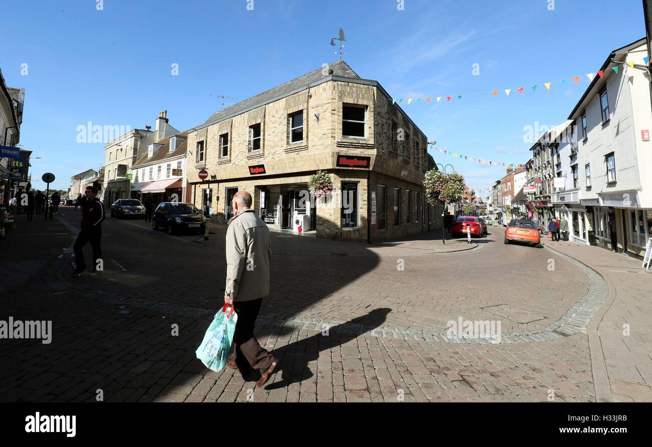 General view of Brentgovel Street in Bury St Edmunds, Suffolk, where missing 23-year-old Corrie McKeague was last seen, as police are investigating the disappearance of the RAF serviceman, who has been missing for more than a week amid fears he may have been kidnapped. Picture date: Monday October 3, 2016. See PA story POLICE McKeague. Photo credit should read: Chris Radburn/PA Wire Stock Photo