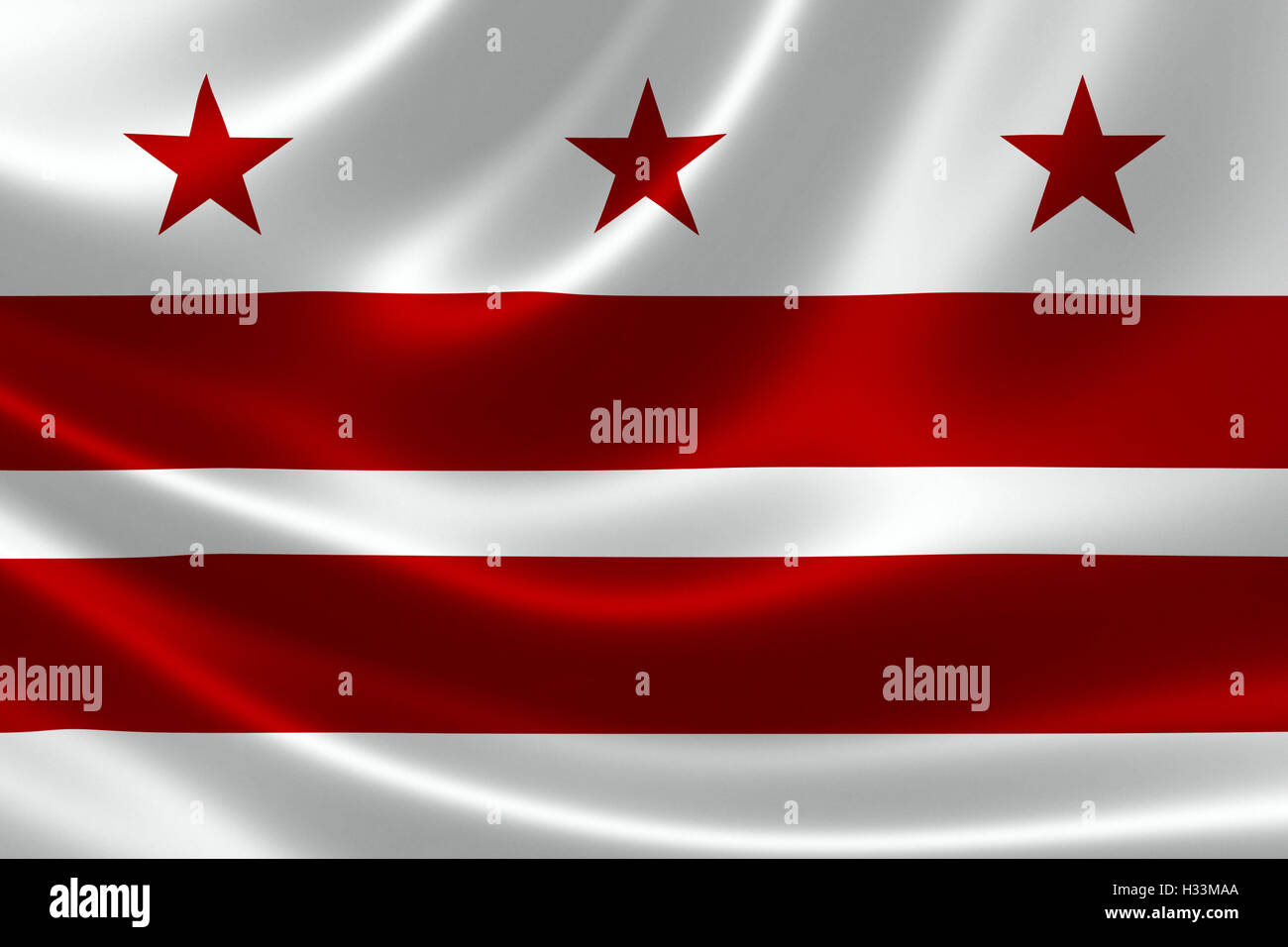 3D rendering of the flag of District of Columbia (Washington DC) on satin texture. Stock Photo
