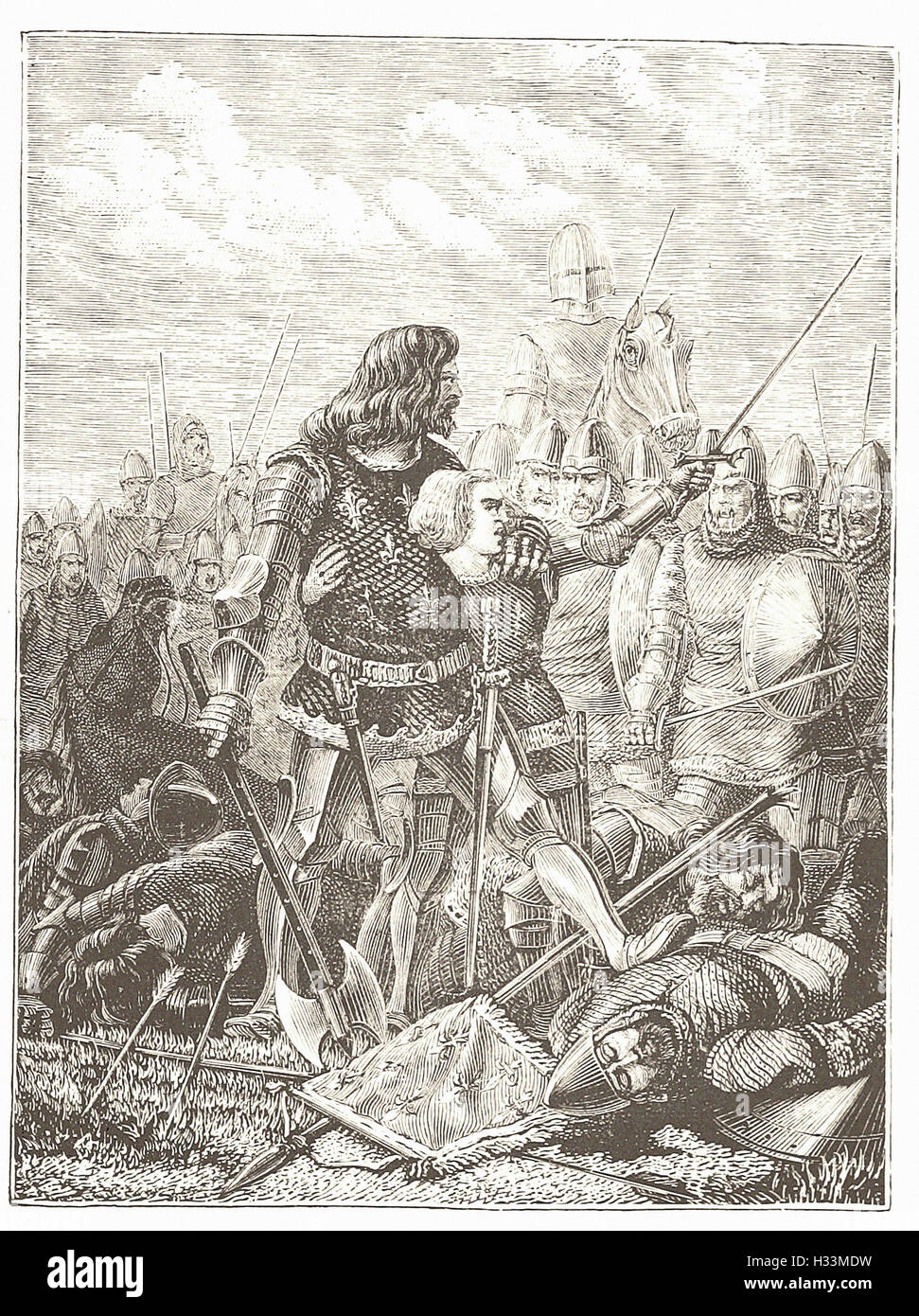KING JOHN AT POITIERS - from 'Cassell's Illustrated Universal History' - 1882 Stock Photo