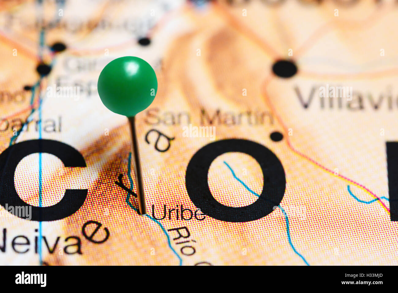 Uribe pinned on a map of Colombia Stock Photo Alamy