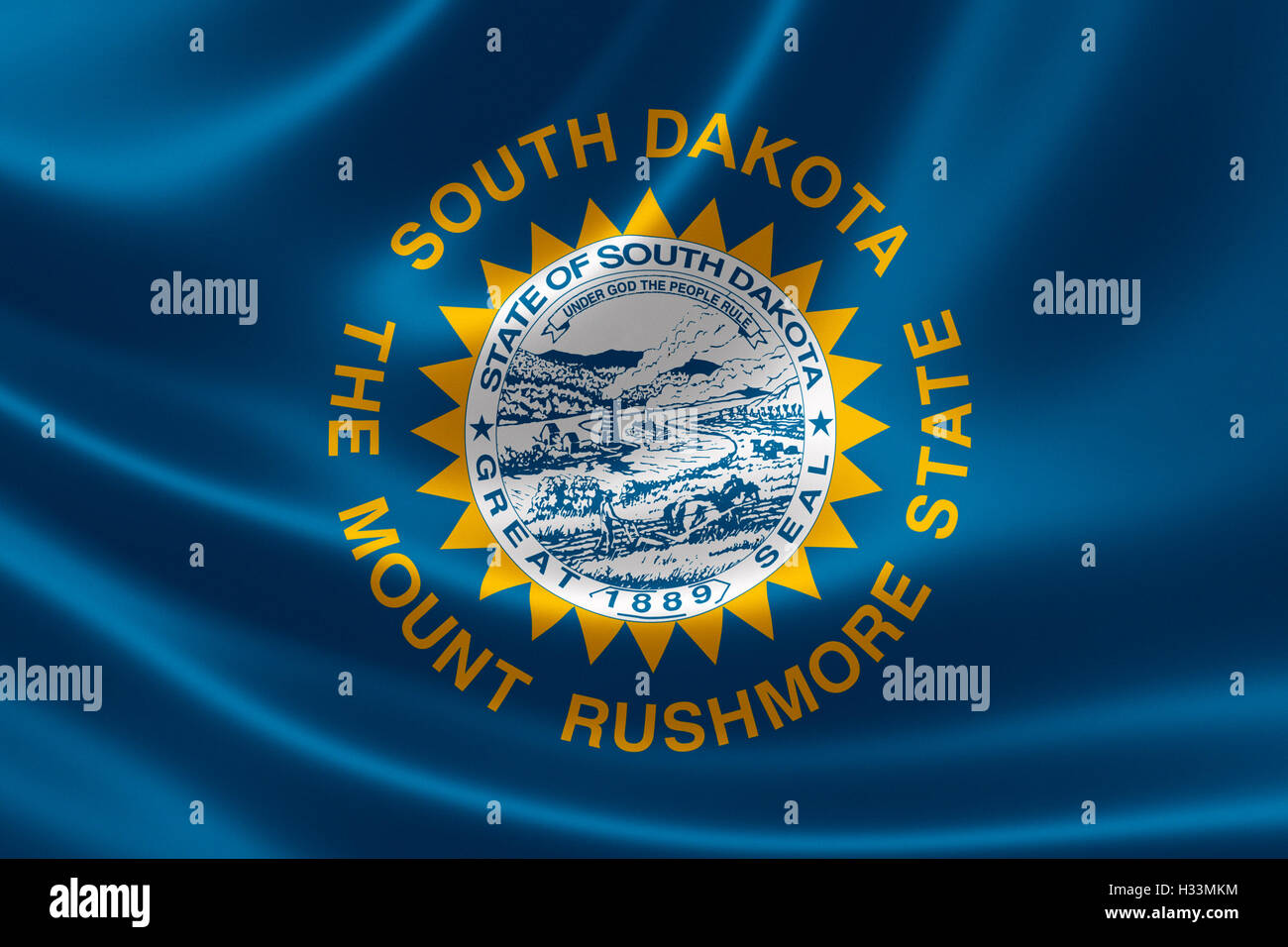 3D rendering of the flag of South Dakota on satin texture. Stock Photo