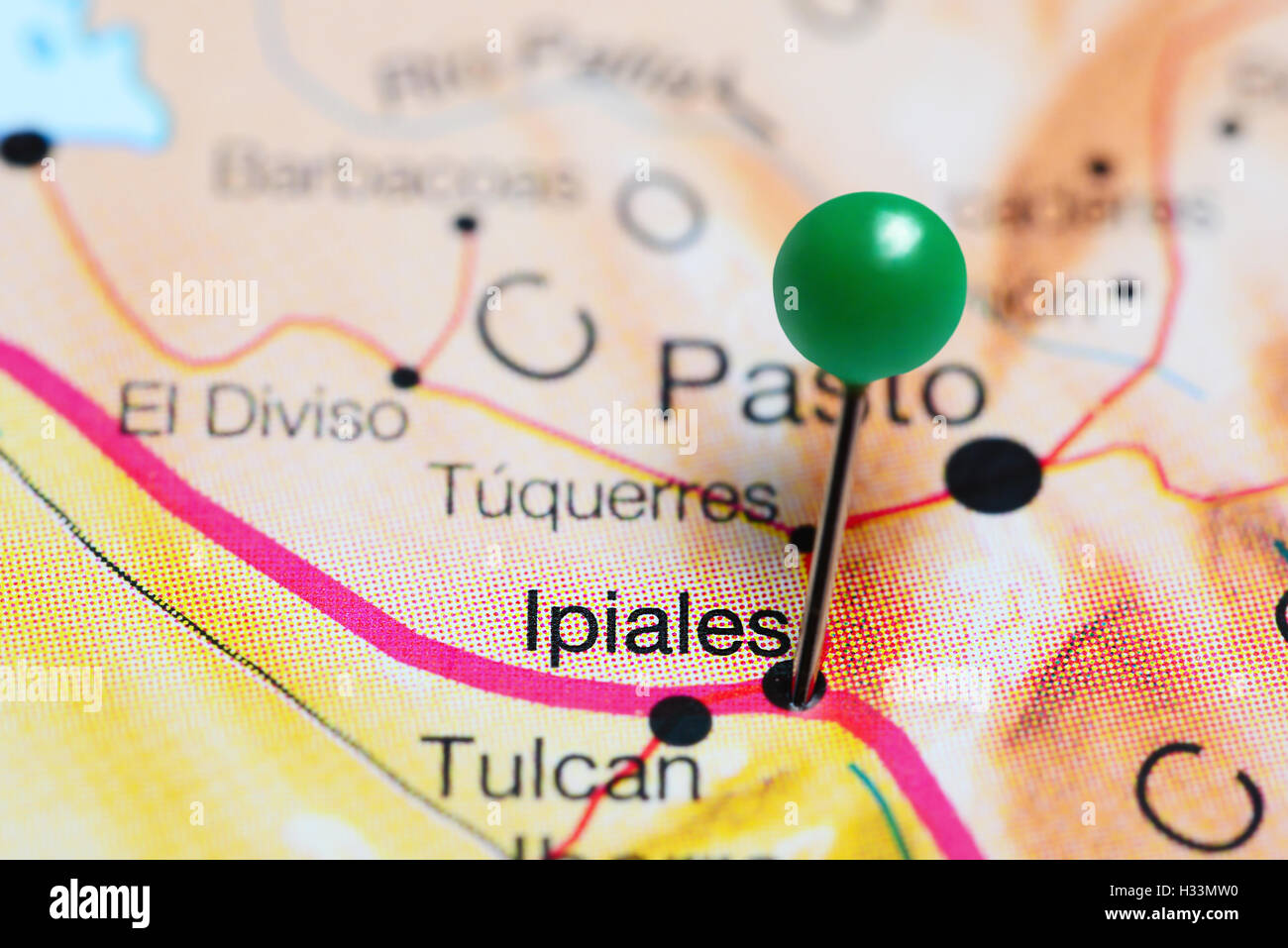 Ipiales Pinned On A Map Of Colombia H33MW0 