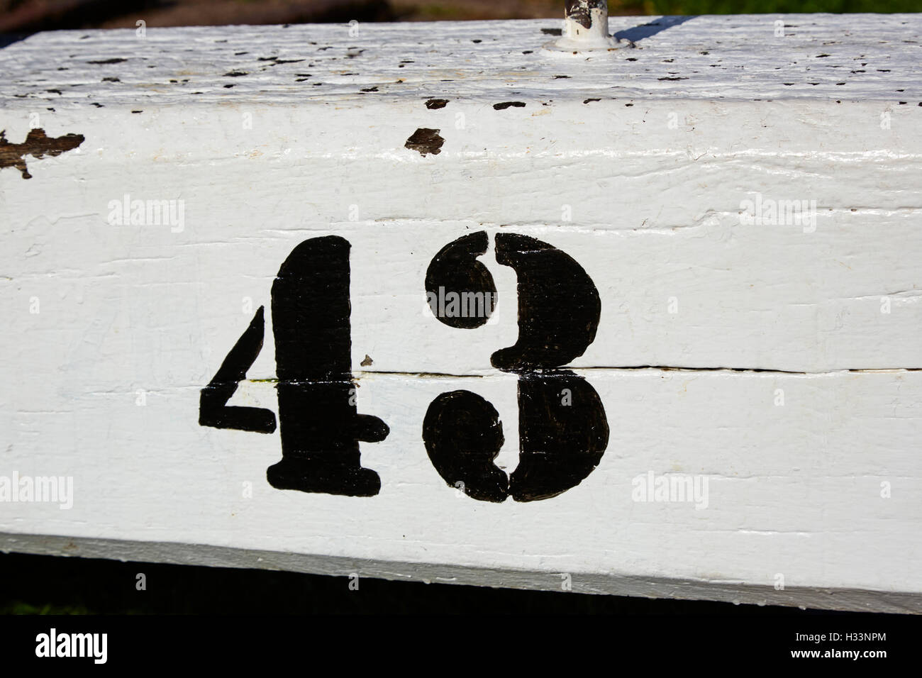 Number 43 on Red Bull lock gate near Kidsgrove Stock Photo