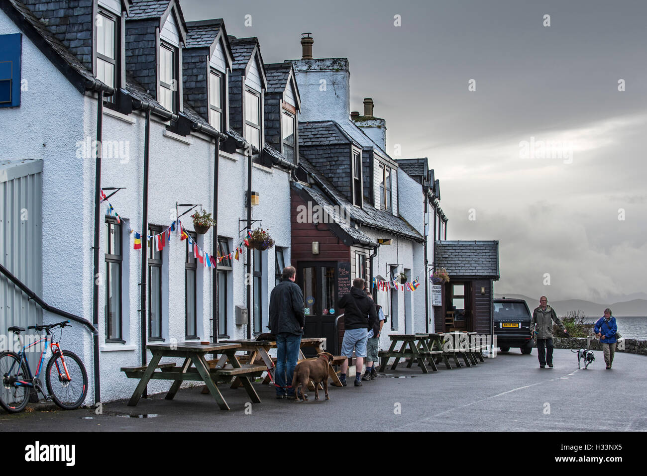 The Applecross Inn on a rainy day, Wester Ross, Scottish Highlands, Scotland, UK Stock Photo