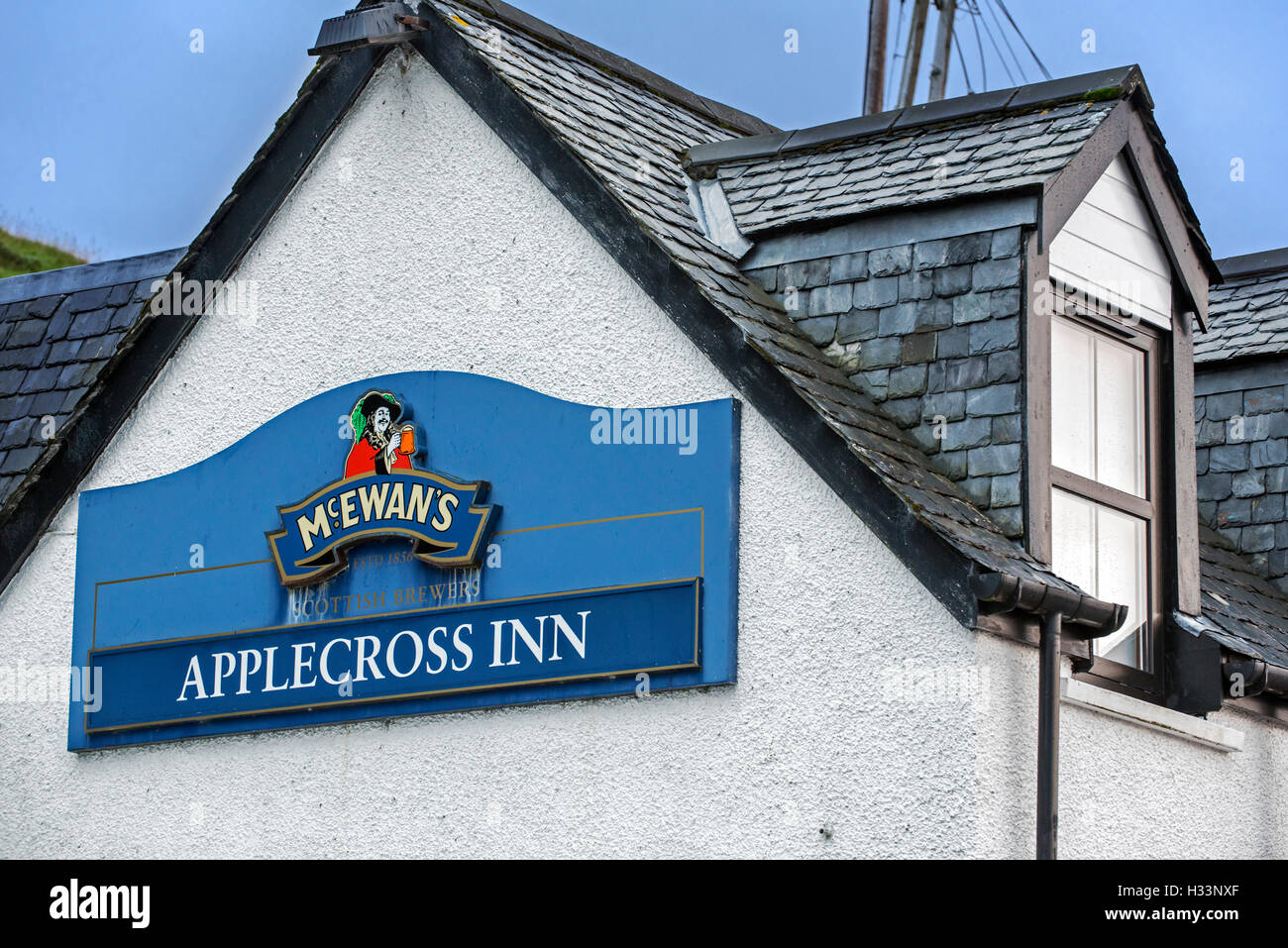 Sign of the Applecross Inn, Wester Ross, Scottish Highlands, Scotland, UK Stock Photo