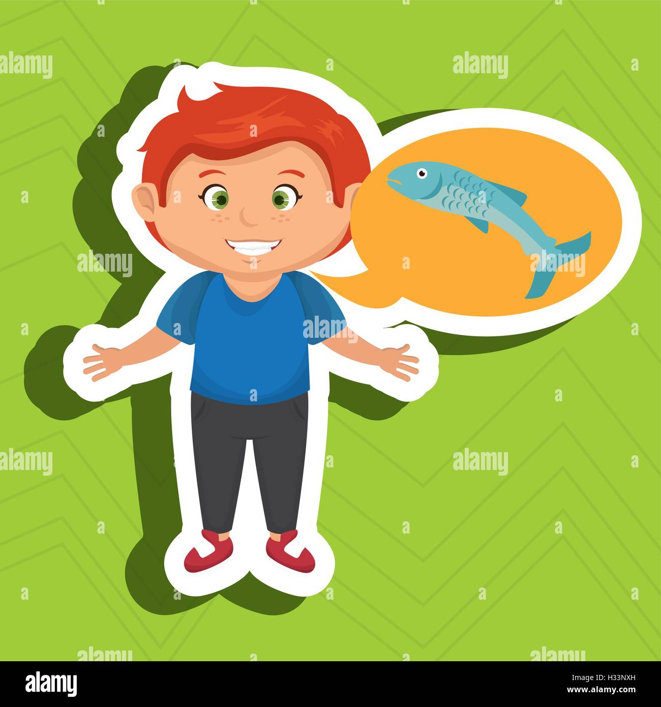boy cartoon food fish fresh Stock Vector Image & Art Alamy