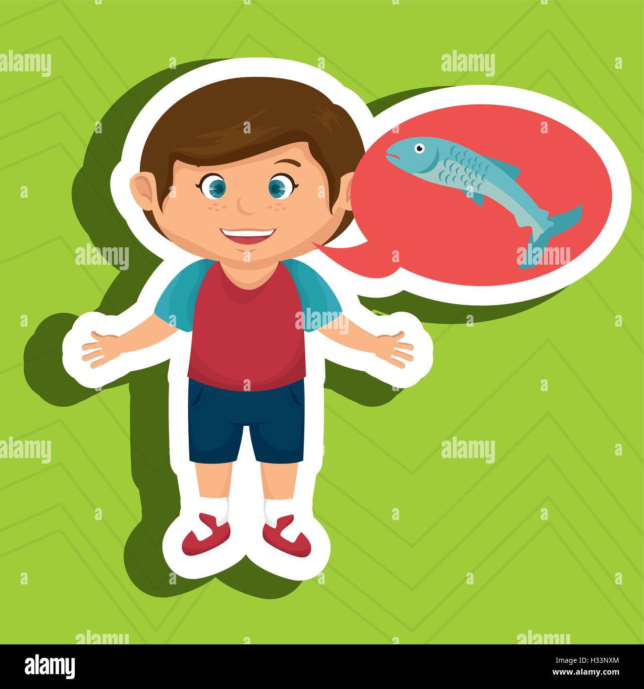 boy cartoon food fish fresh Stock Vector Image & Art Alamy