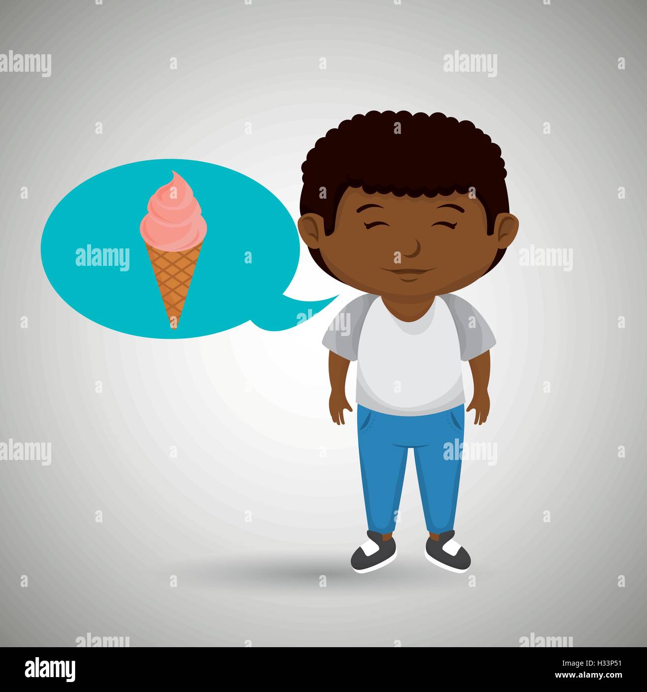 Boy eating ice cream cone Stock Vector Images - Alamy