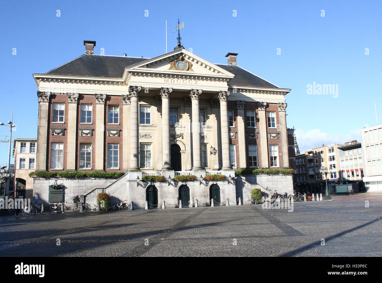 Early 18th century City Hall (stadhuis) on Grote Markt (Main Square) in the historic centre of Groningen, The Netherlands Stock Photo