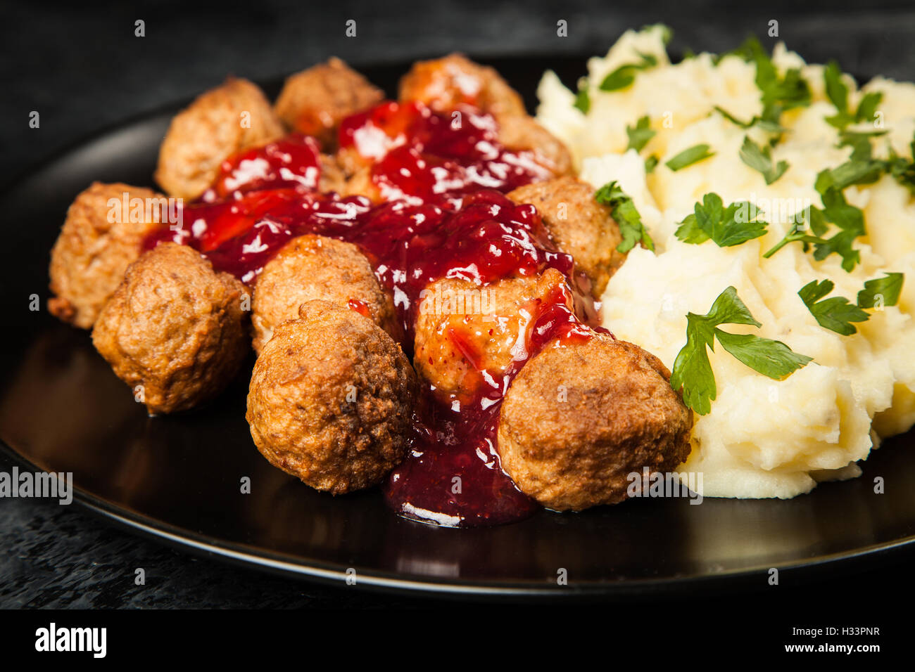 Meatballs and mashed potatoes Stock Photo Alamy
