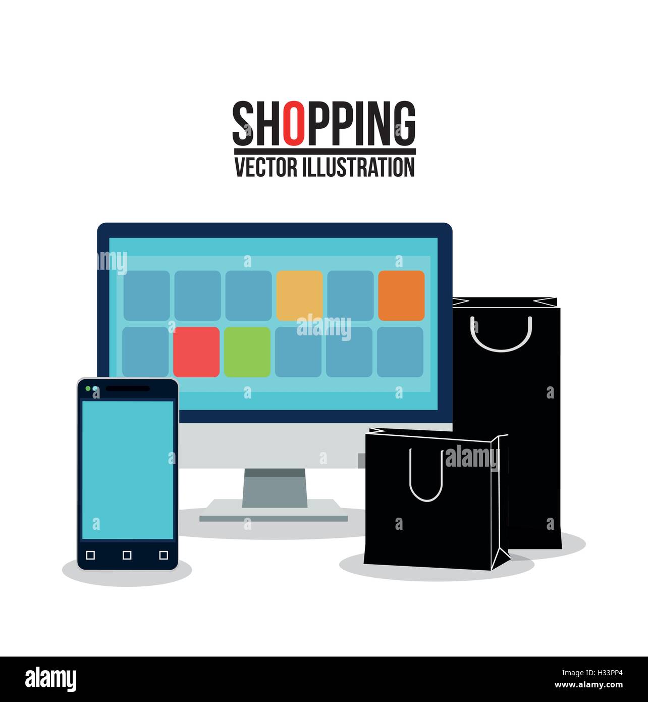 Smartphone computer and shopping bag design Stock Vector Image & Art ...