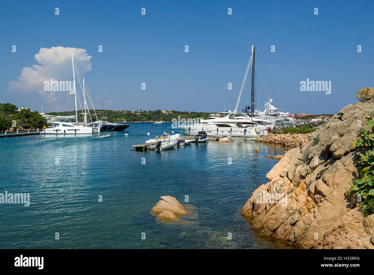 Yacht marina at Porto Cervo bay Stock Photo