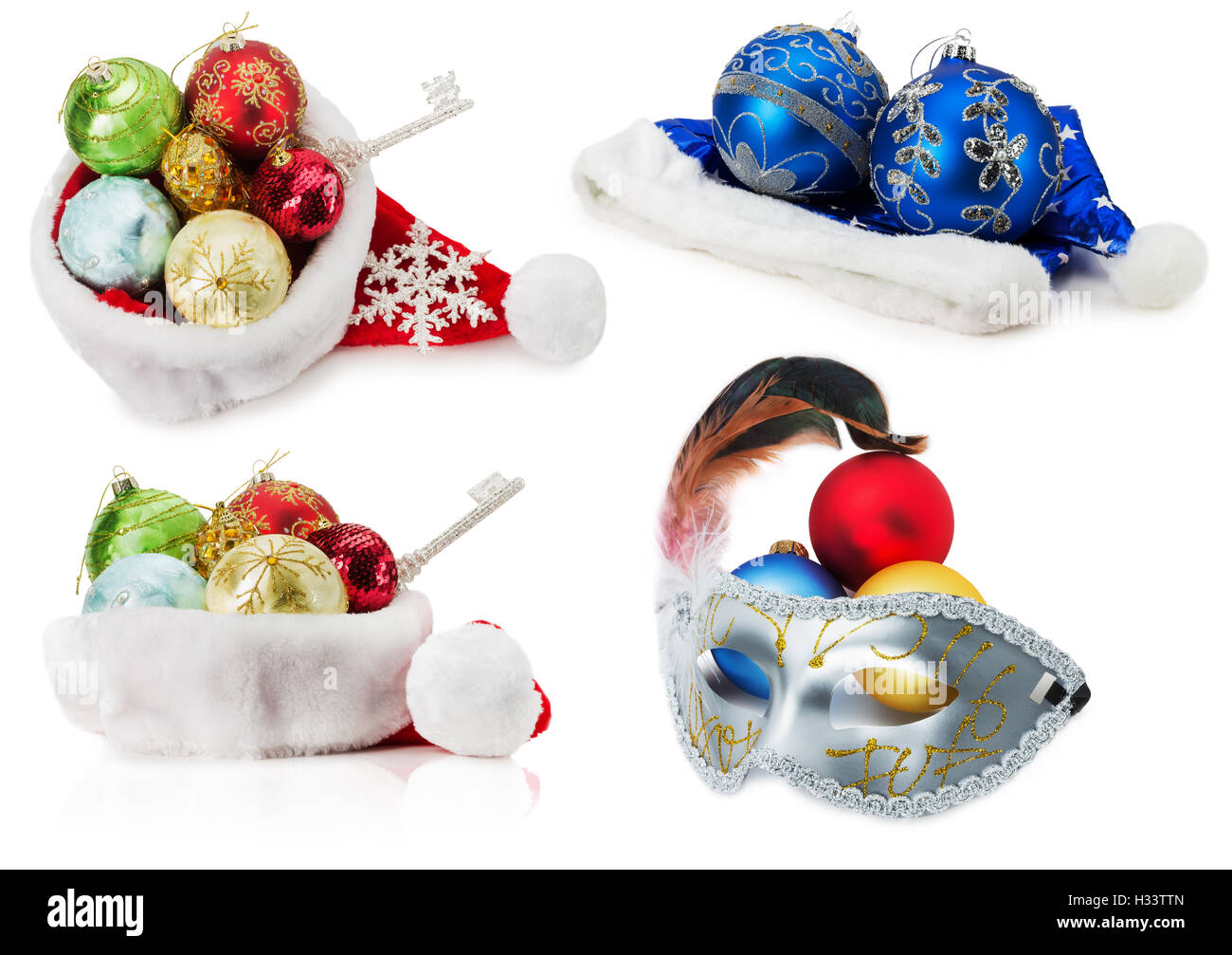 collection of Christmas balls isolated on the white background Stock ...