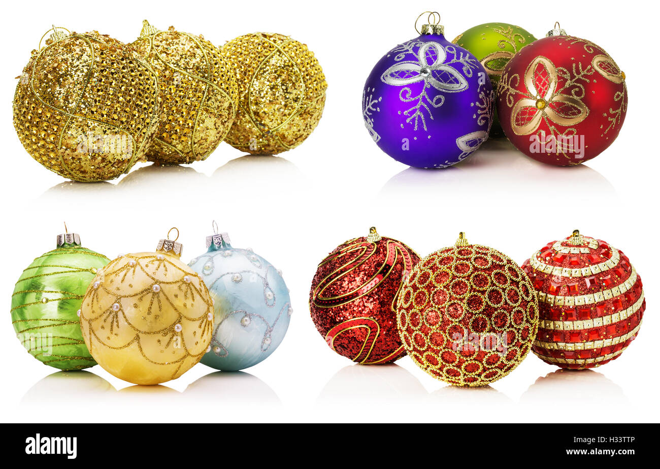 collection of Christmas balls isolated on the white background Stock ...