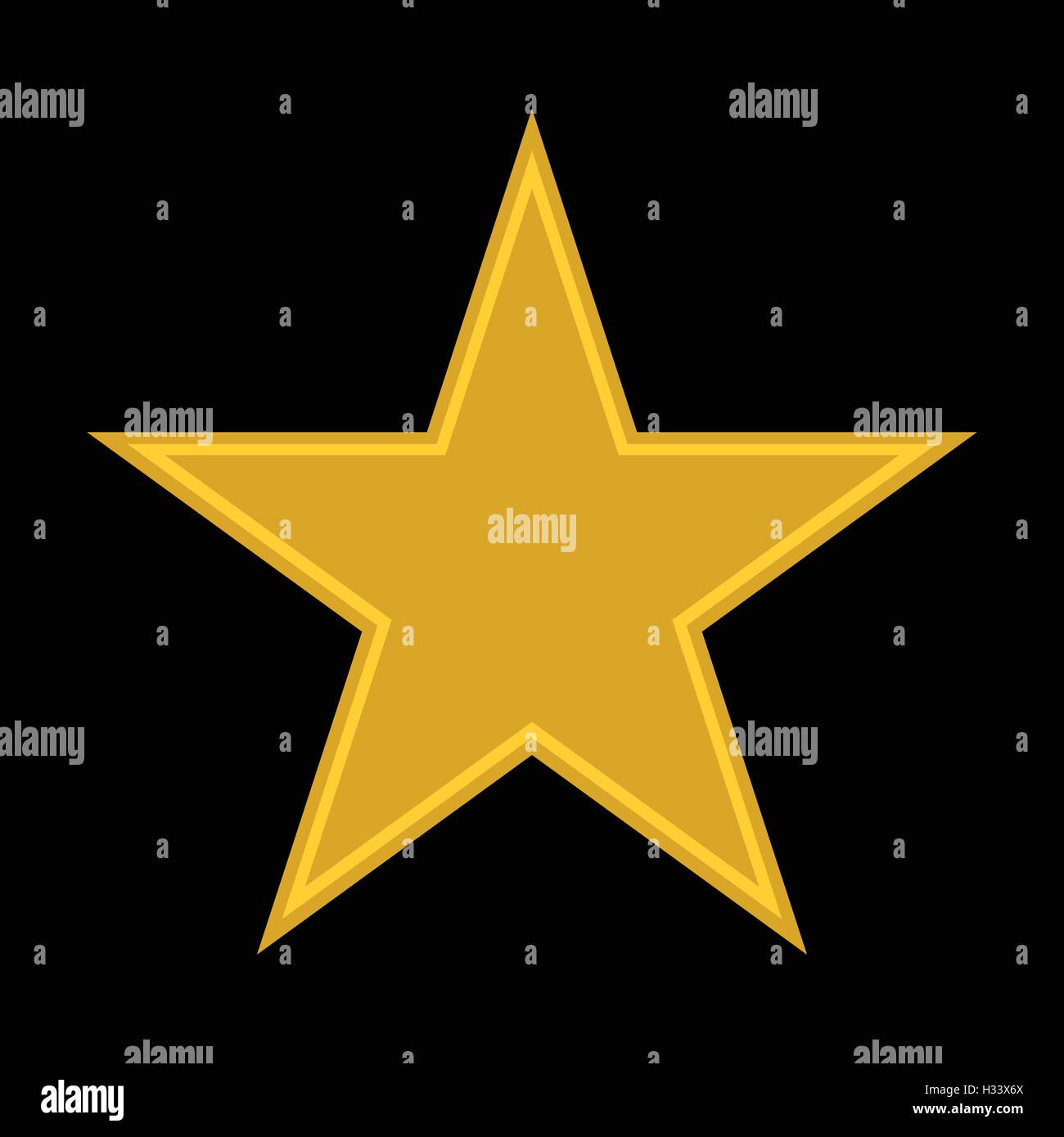 Gold star icon on a black background, isolated vector illustration ...